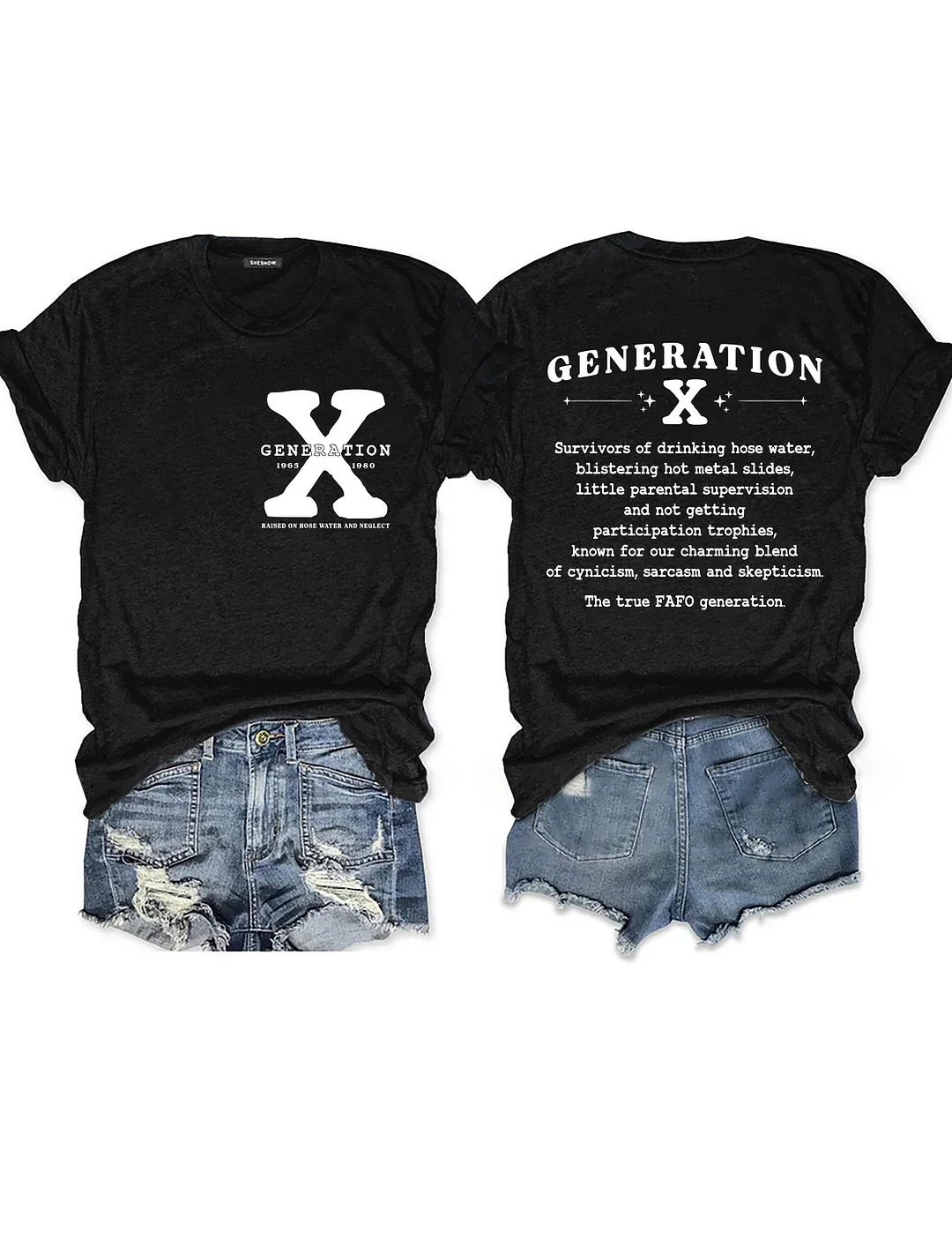 Generation X Text Letters Casual T-Shirt