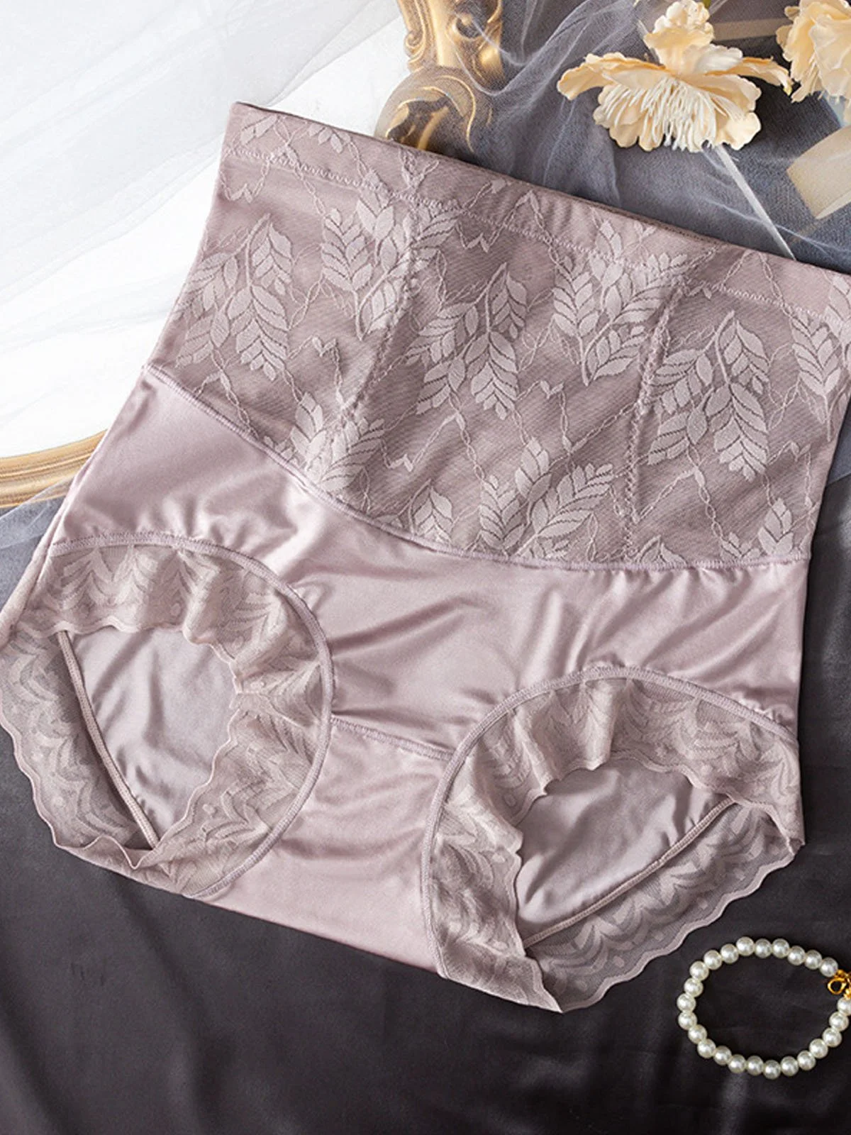 Satin Seamless High Waisted lace Underwear