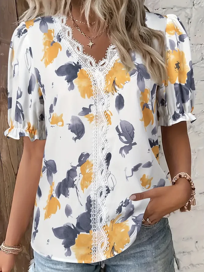 Casual Loose V Neck Blouse