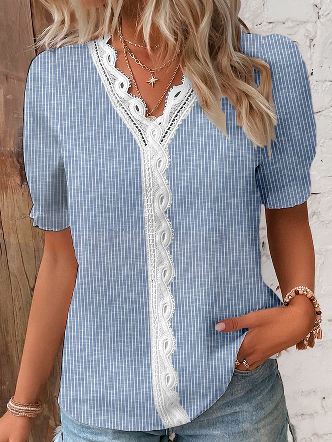 Casual Loose V Neck Blouse