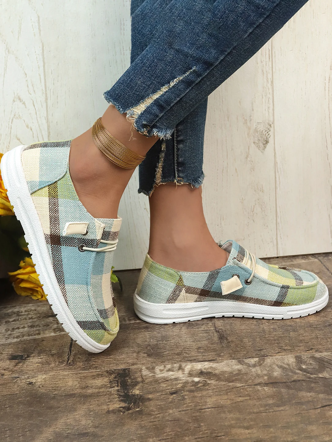 Fabric Plaid Casual All Season Casual Shoes