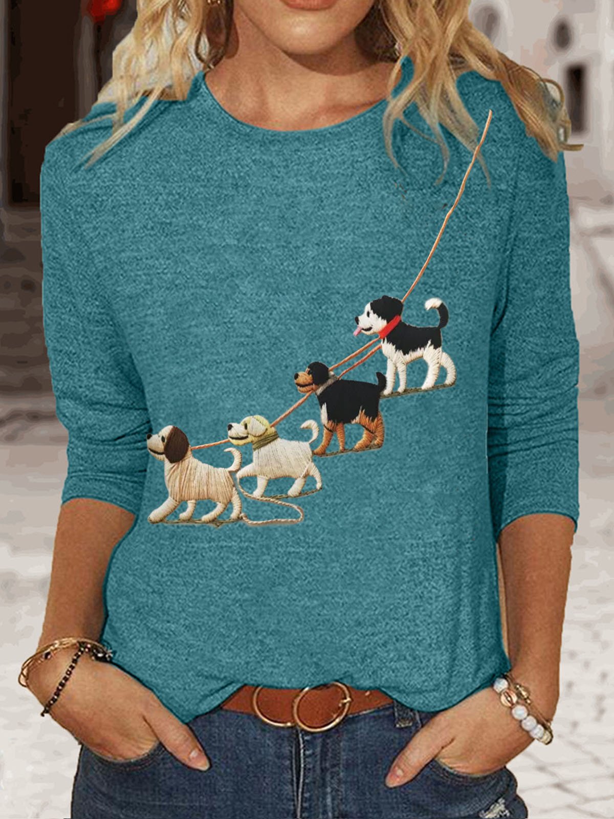 Dog Printed Casual T-Shirt