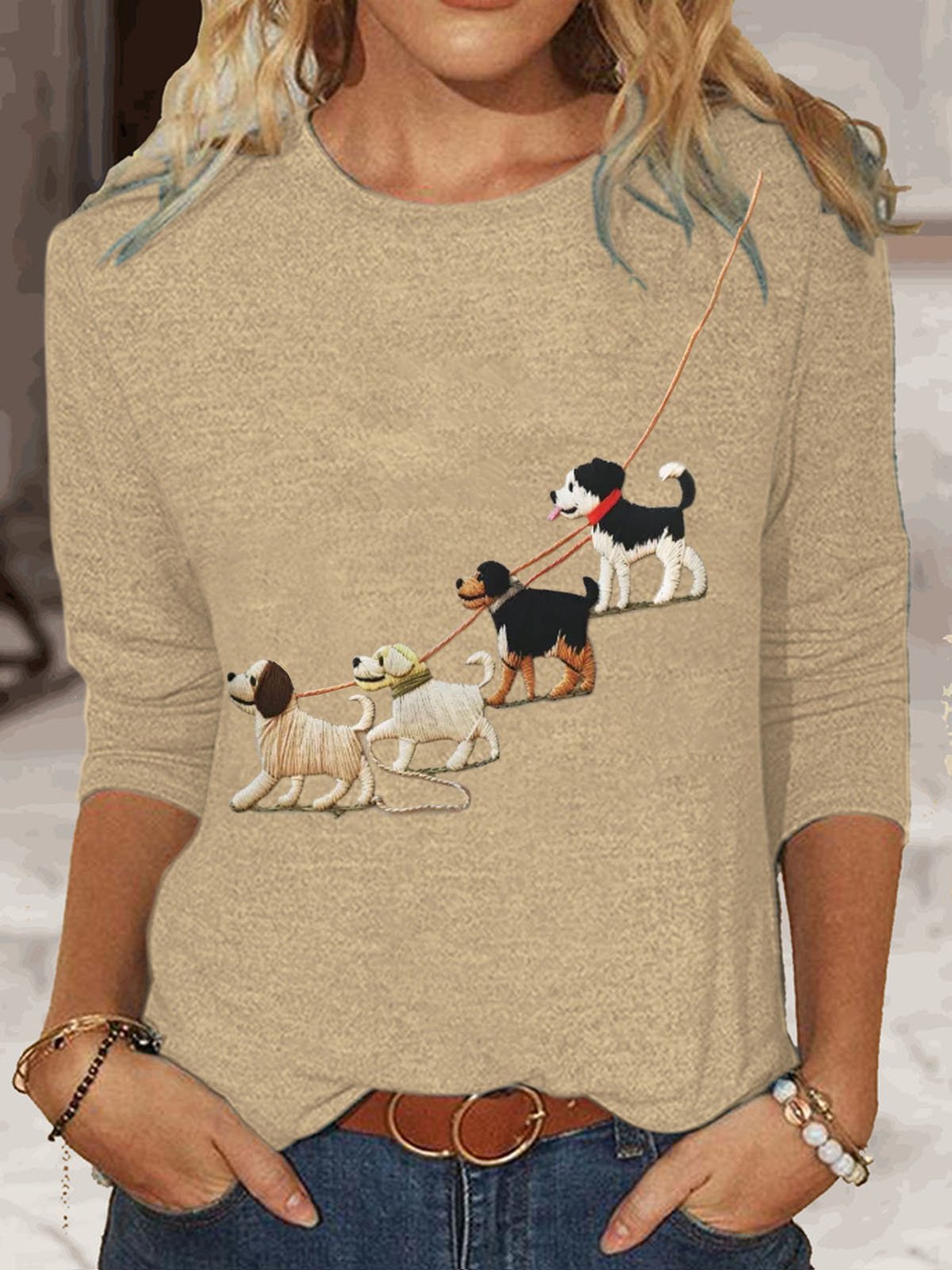 Dog Printed Casual T-Shirt