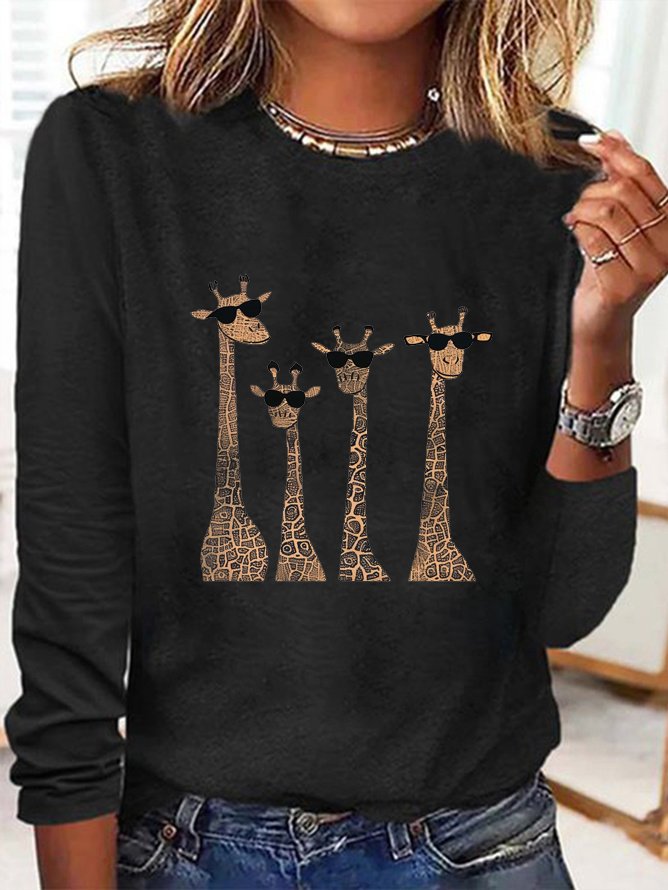 Cotton-Blend Casual Loose Deer T-Shirt