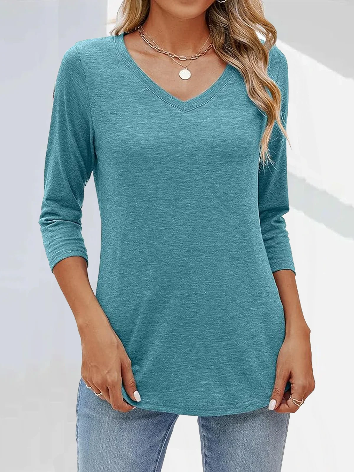 Casual Jersey Loose Plain T-Shirt