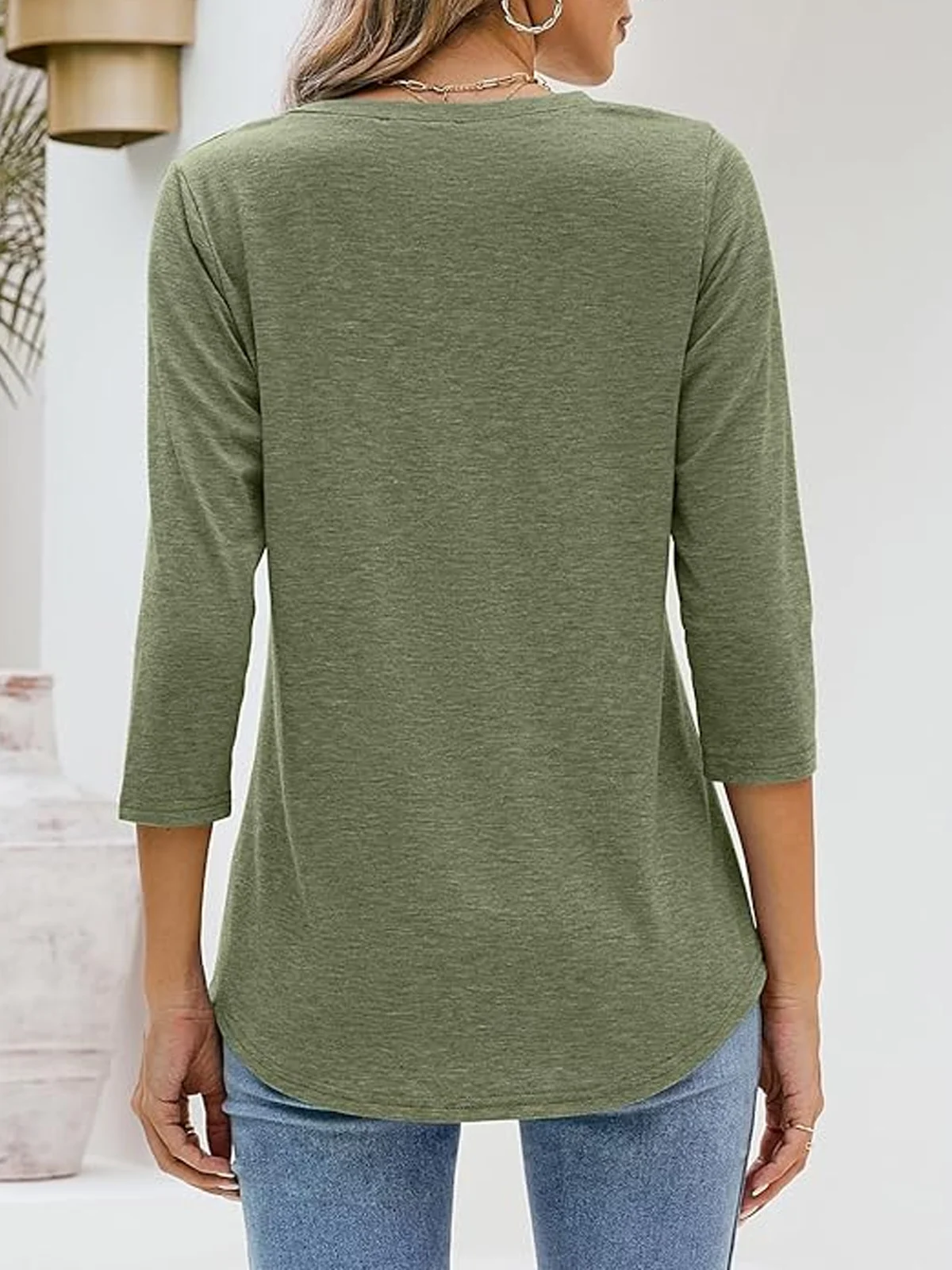 Casual Jersey Loose Plain T-Shirt