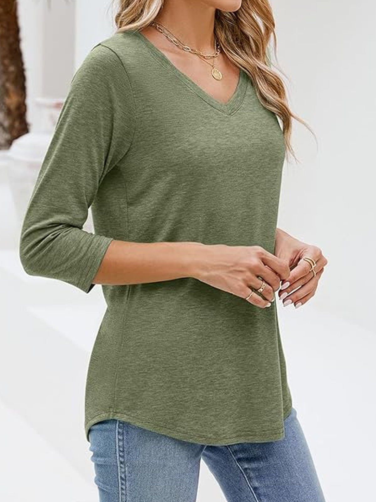 Casual Jersey Loose Plain T-Shirt