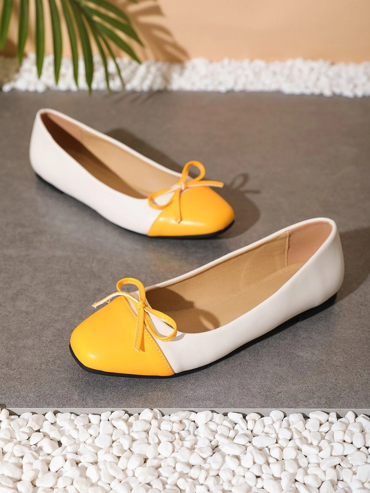 Bowknot Colorblock Ballet Flats