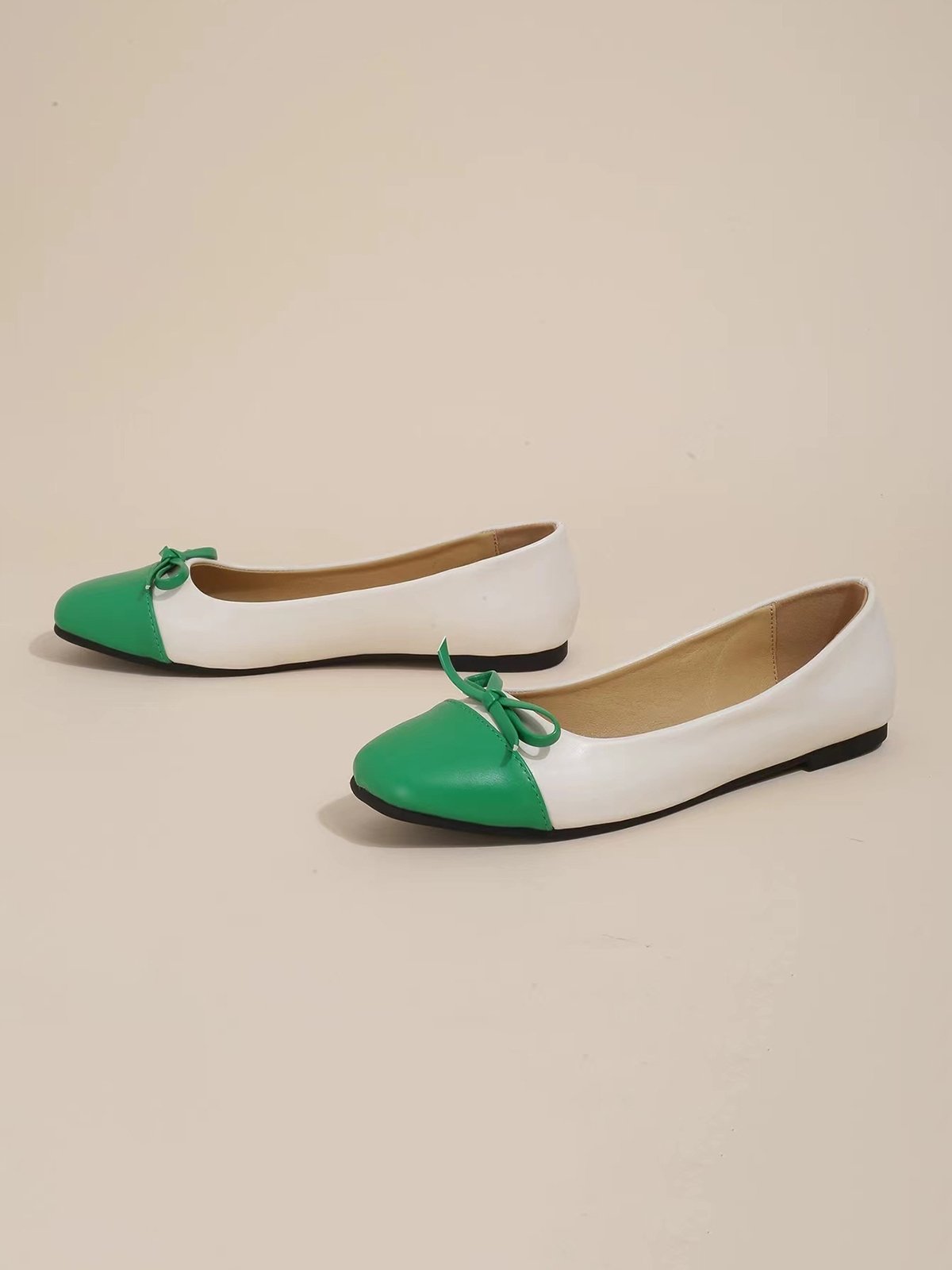 Bowknot Colorblock Ballet Flats