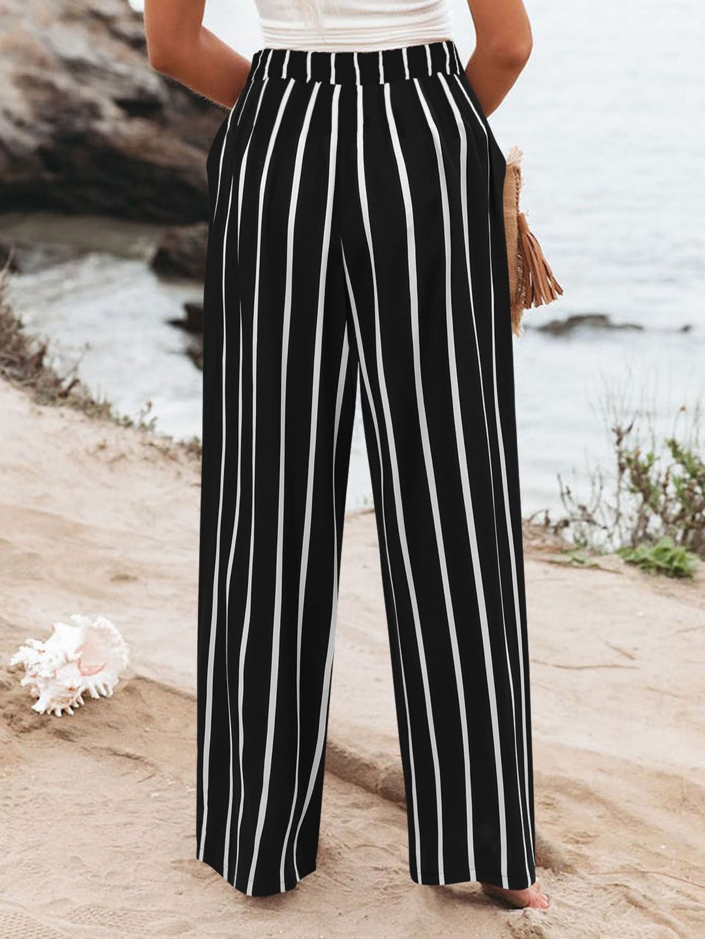 Casual Floral Buckle Loose Pants