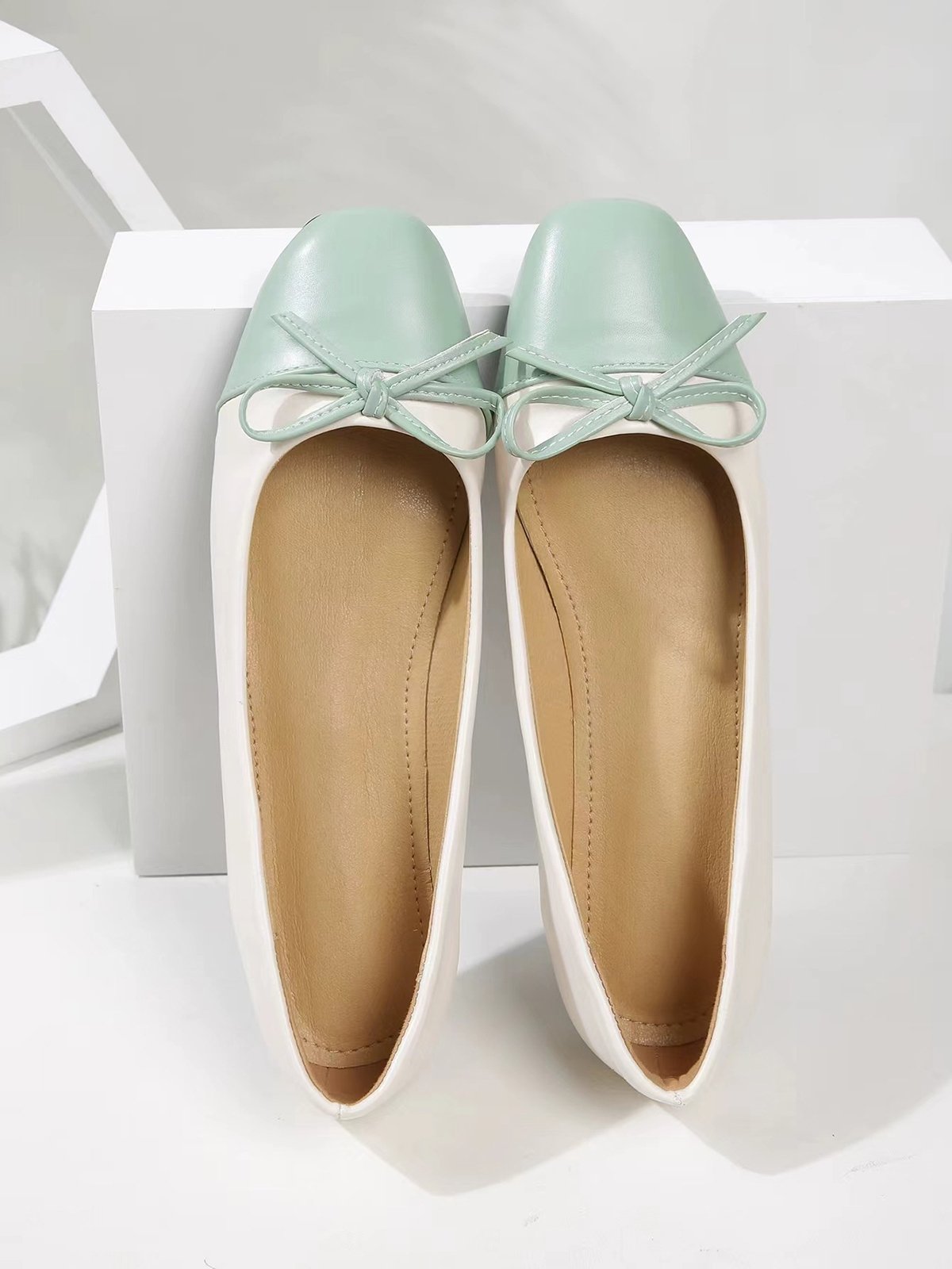 Bowknot Colorblock Ballet Flats