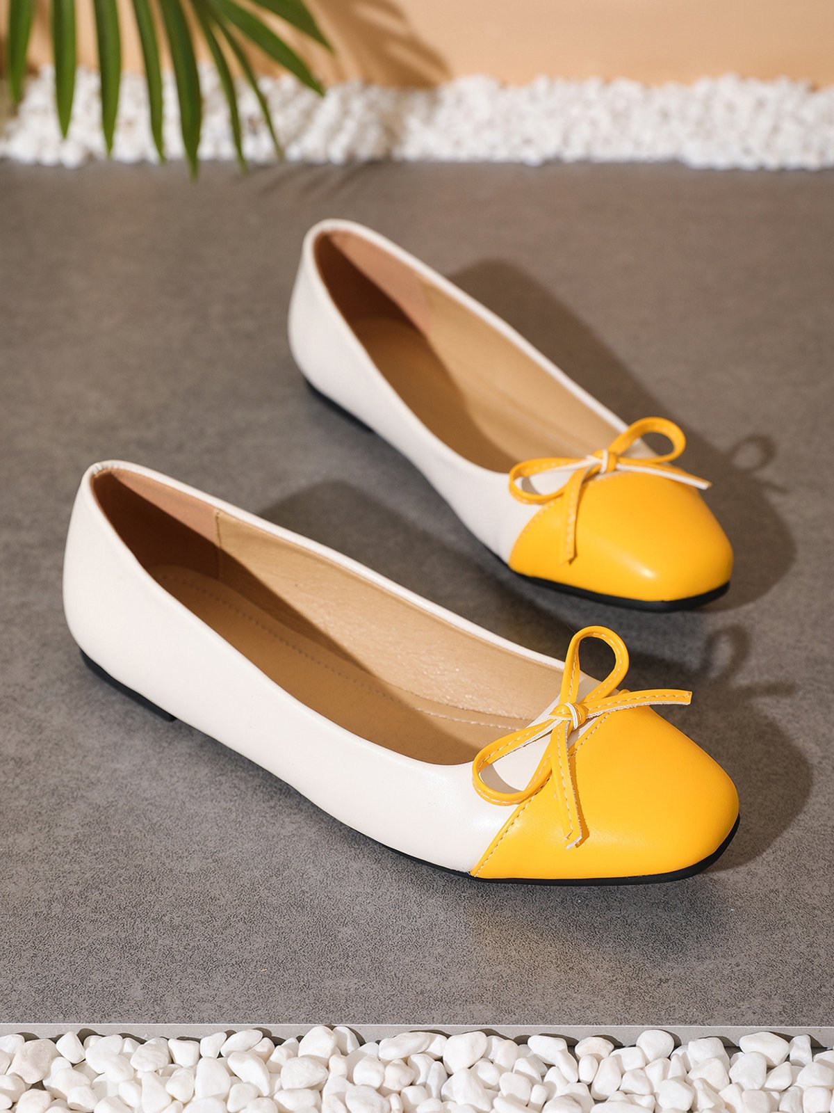 Bowknot Colorblock Ballet Flats