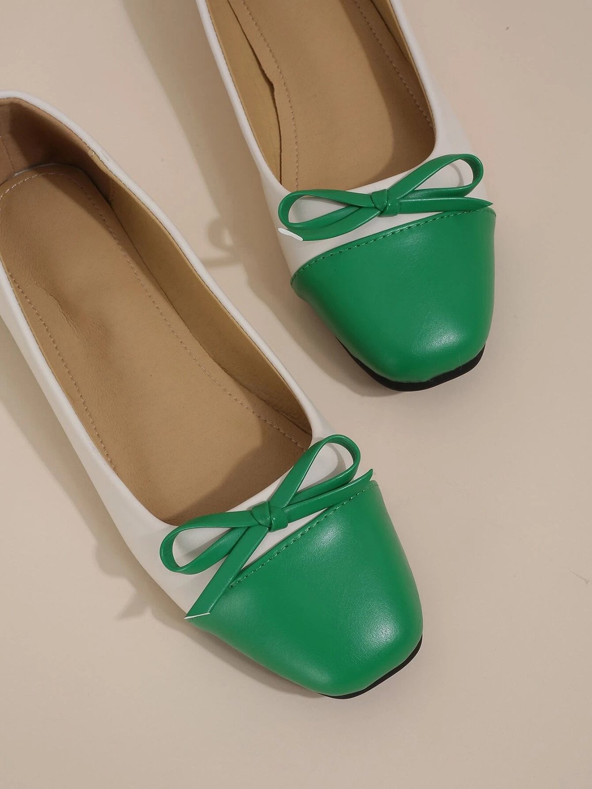 Bowknot Colorblock Ballet Flats