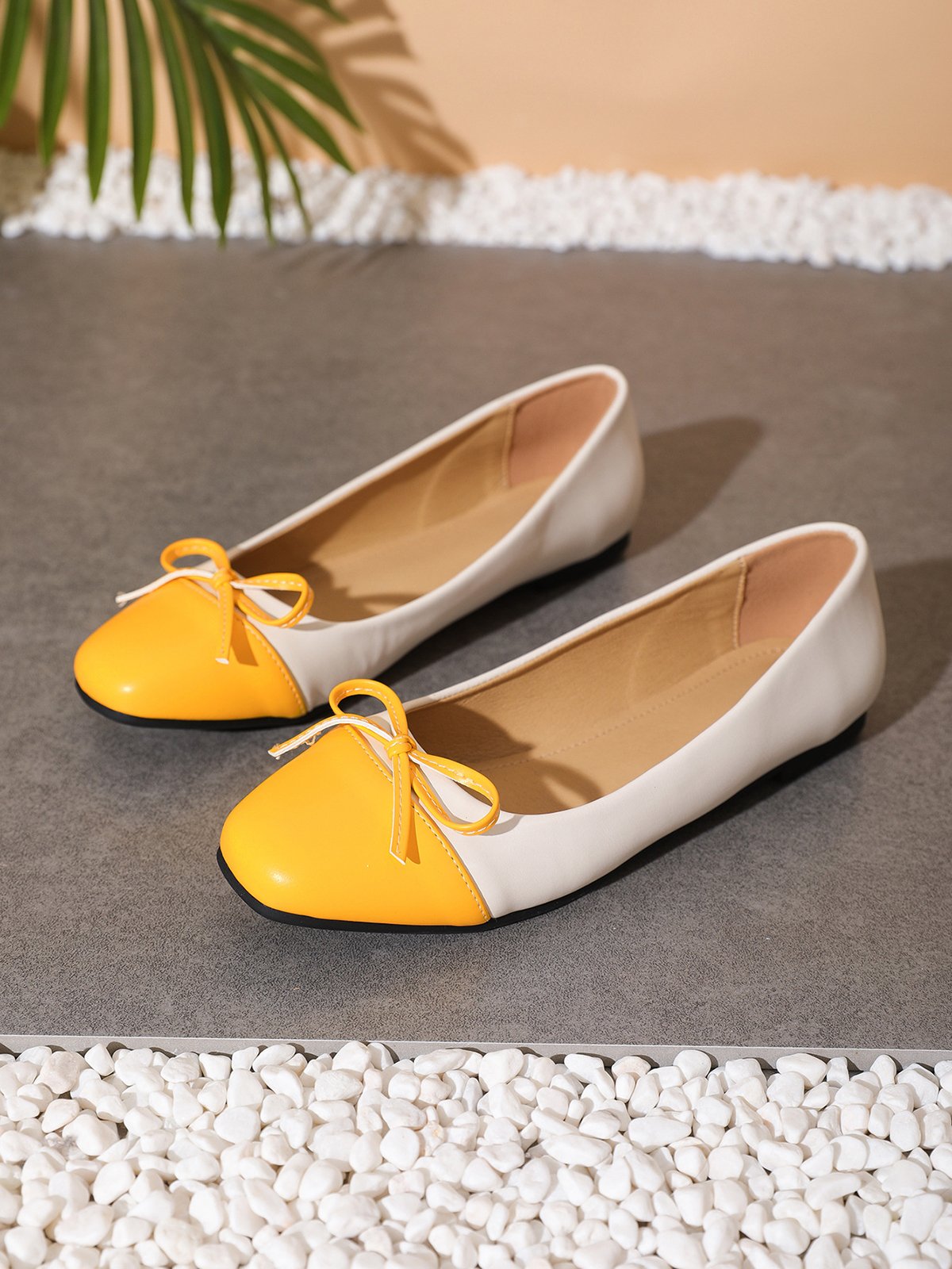 Bowknot Colorblock Ballet Flats