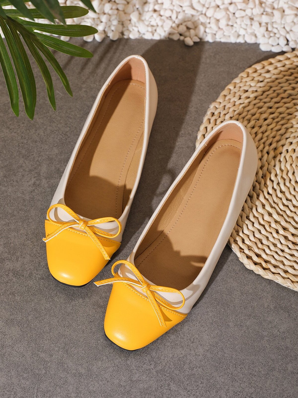 Bowknot Colorblock Ballet Flats