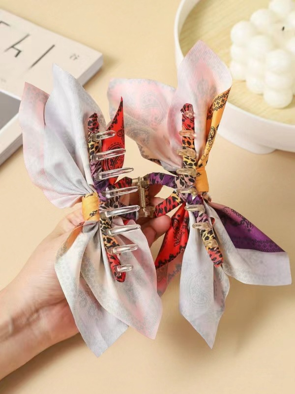 Cashew flower love double-sided clip high-grade bow head ornament hairpin back of the head shark clip