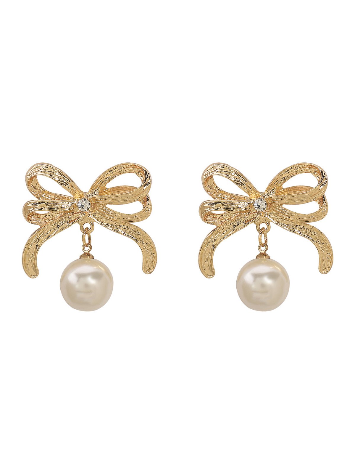 Elegant Imitation Pearl Bowknot Dangle Earrings