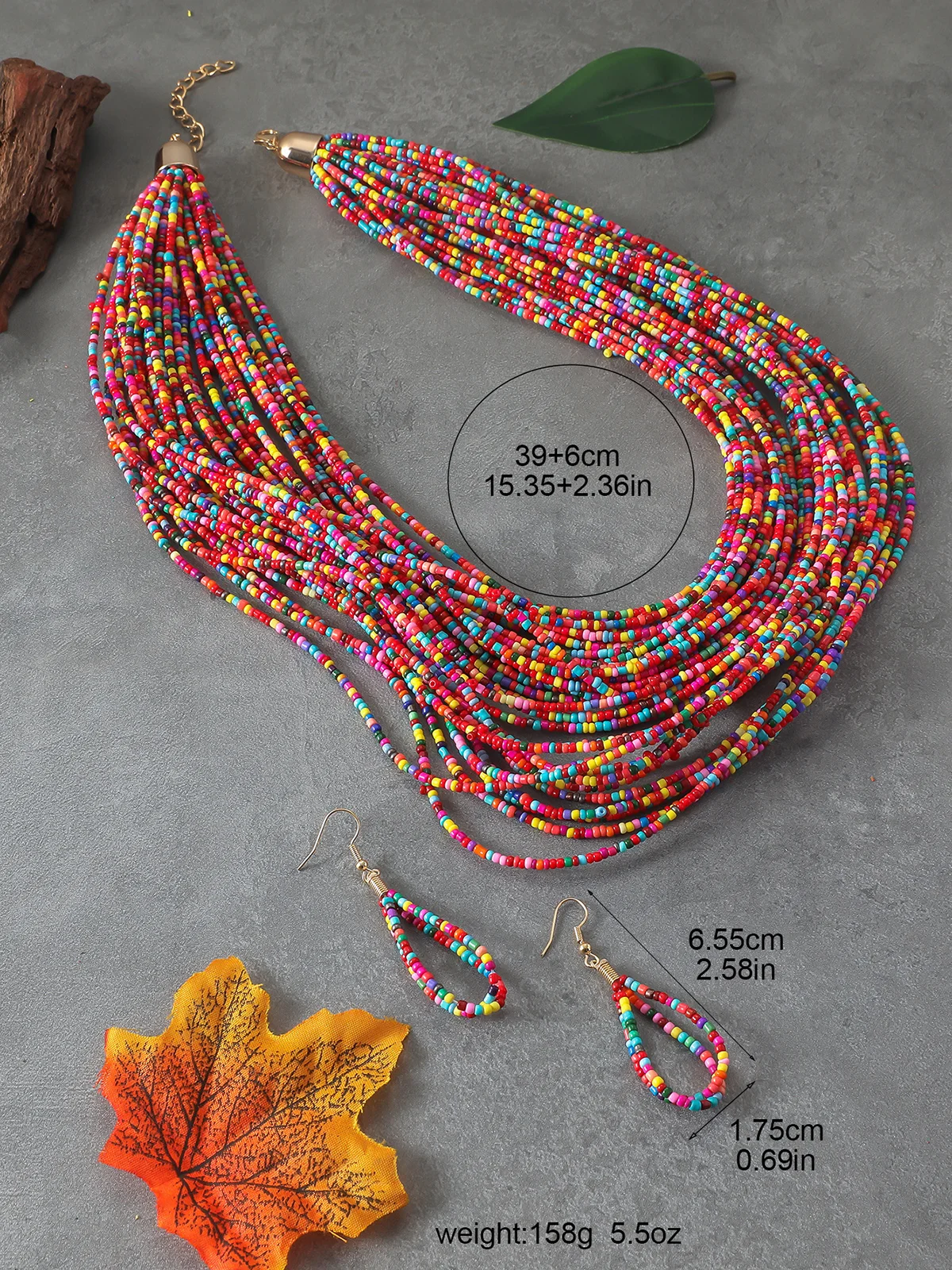 Bohemian Handmade Beads Multi-layer Necklace Jewelry Set