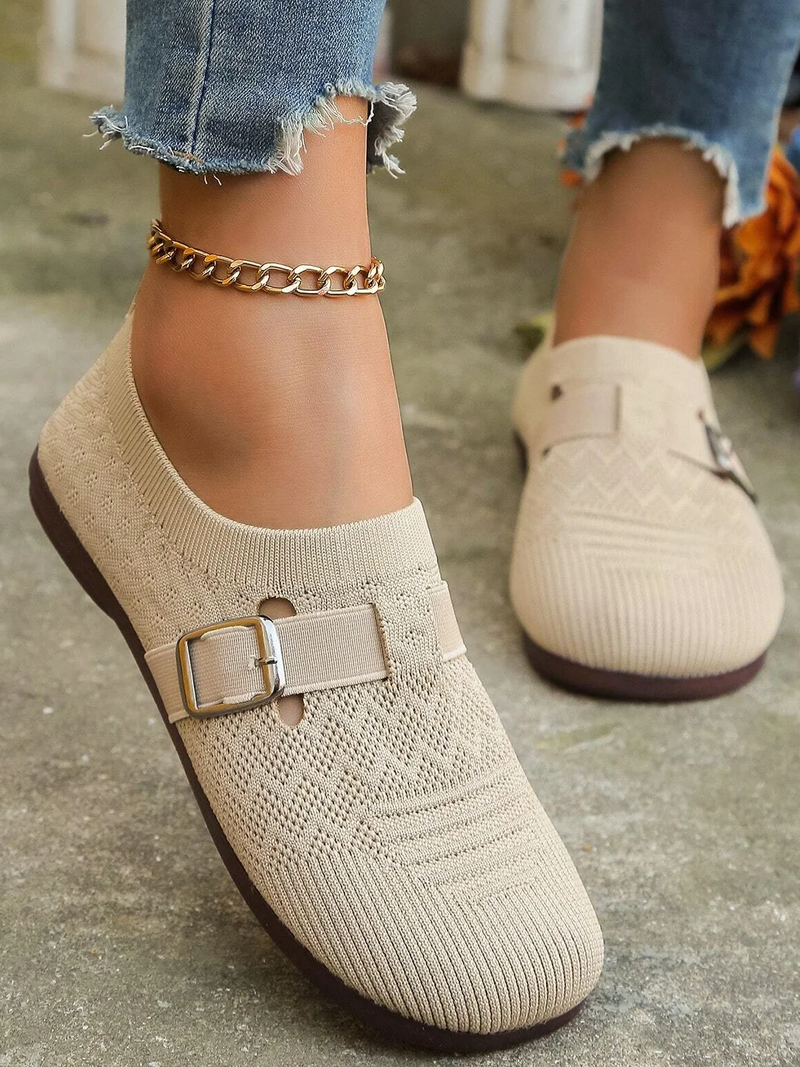 All Season Mesh Fabric Casual Wedge Heel Shallow Shoes