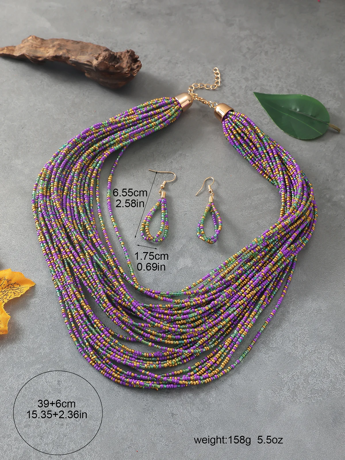 Bohemian Handmade Beads Multi-layer Necklace Jewelry Set