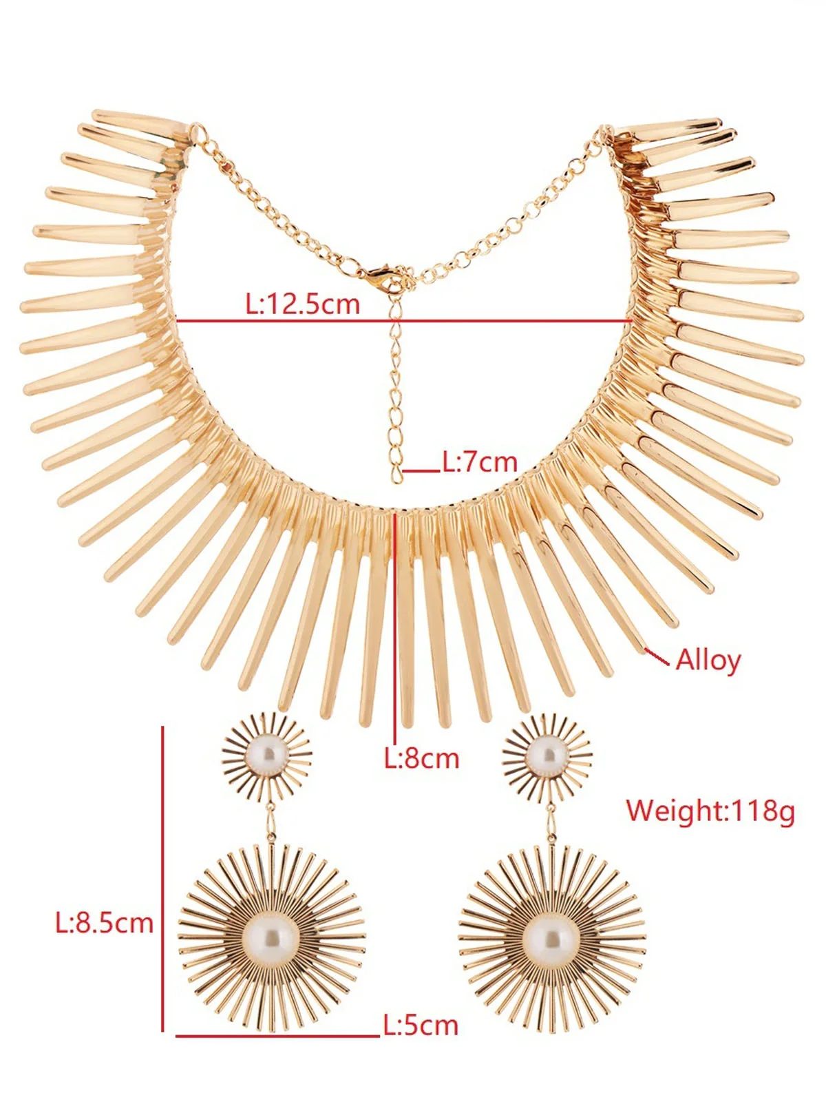 Sunflower Collar Earring and Necklace 2 piece Set