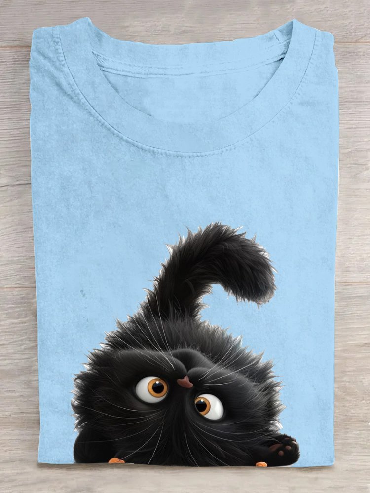 Cat Cotton Loose Casual T-Shirt