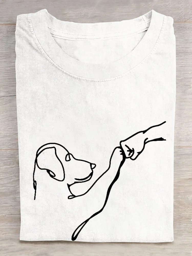 Loose Crew Neck Casual Dog T-Shirt