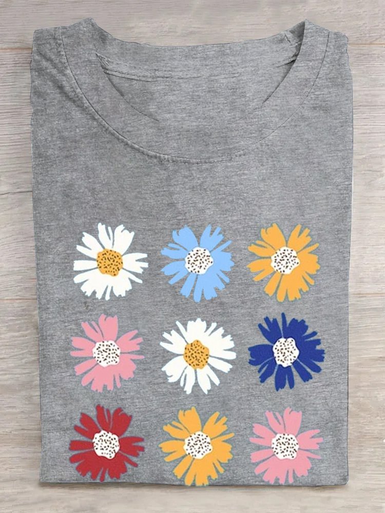 Cotton Loose Casual Floral T-Shirt