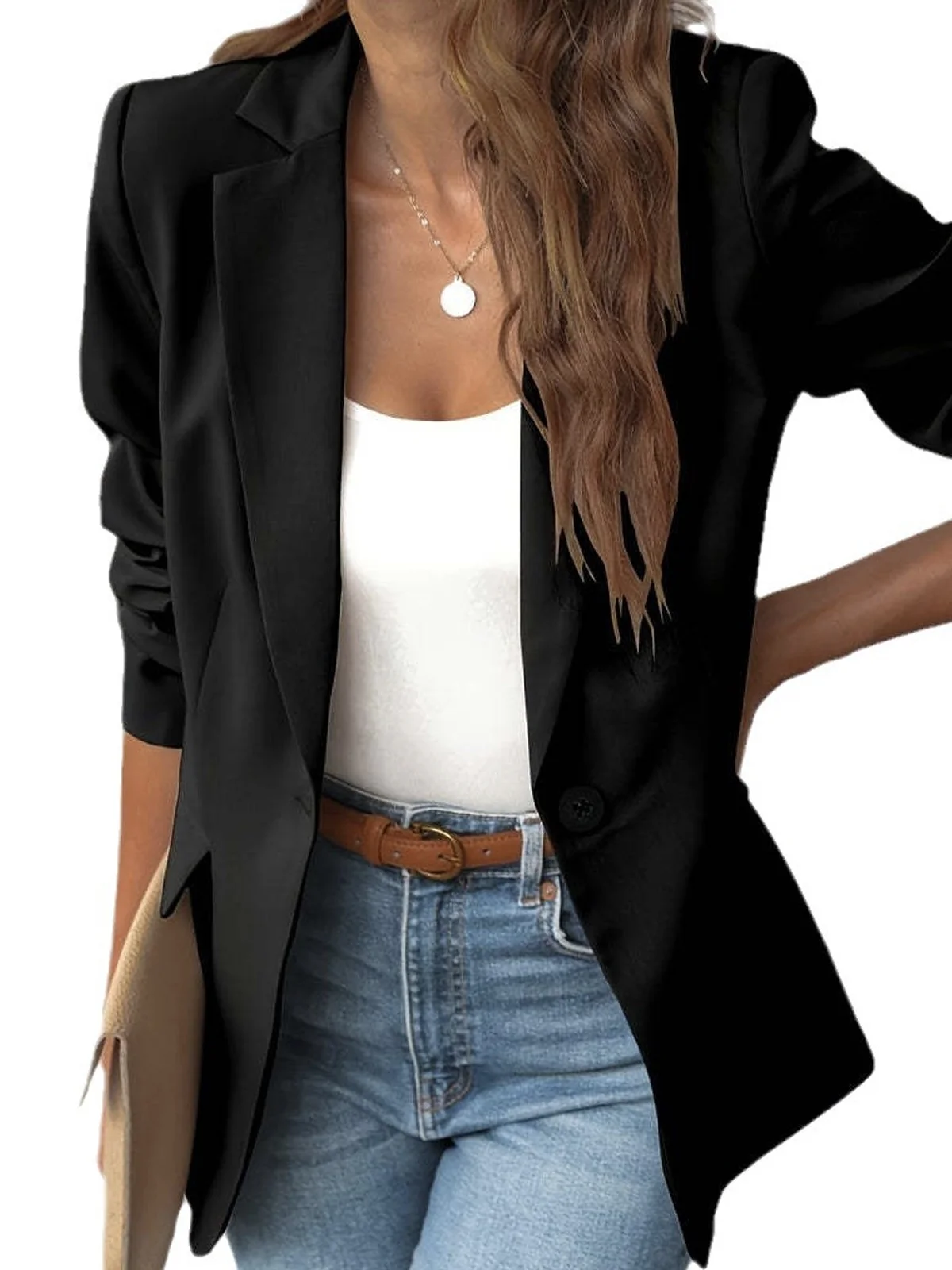 Women Casual Loose Plain Blazer