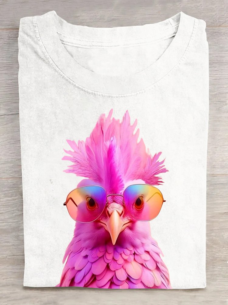 Crew Neck Casual Animal T-Shirt