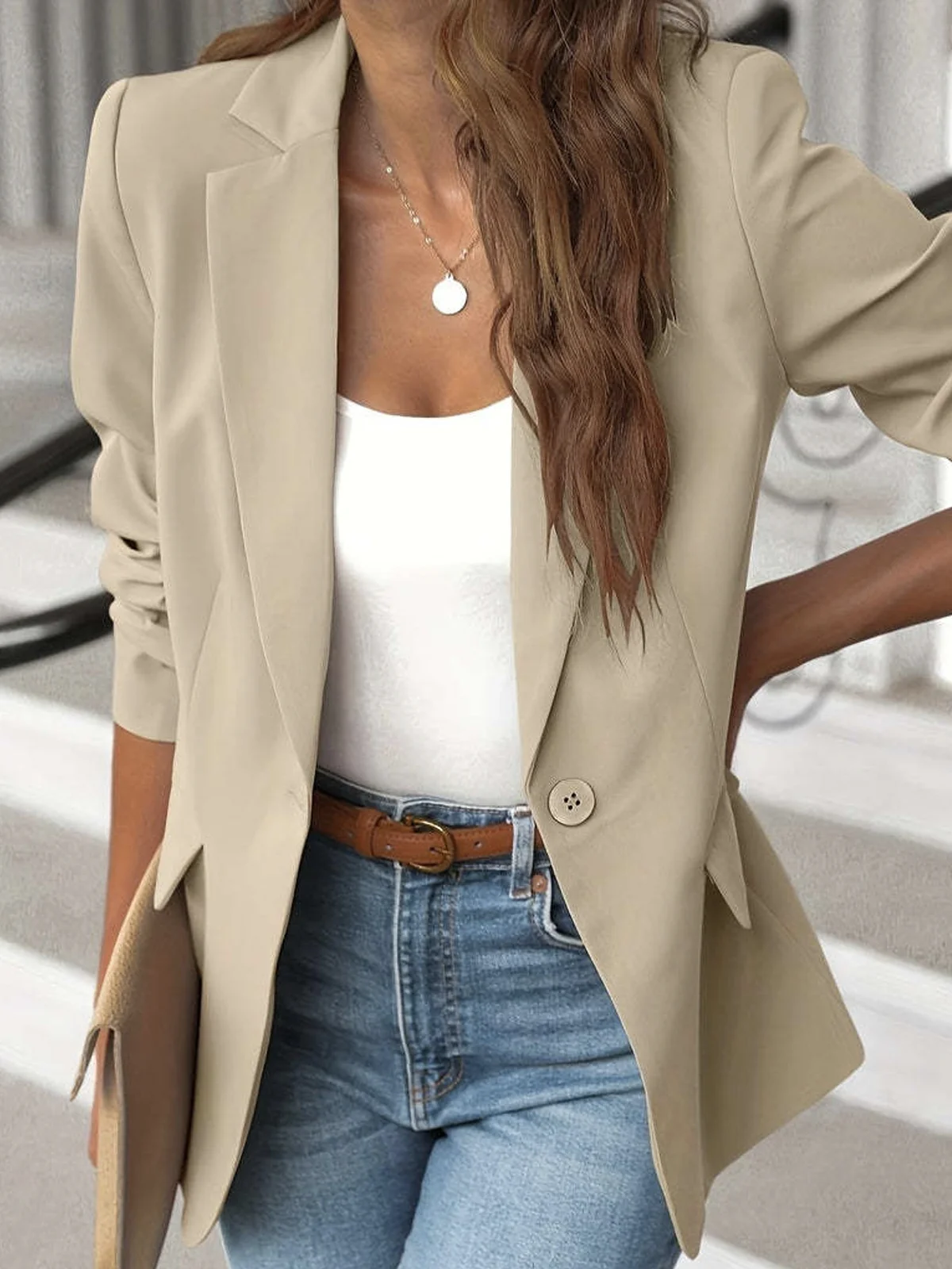 Women Casual Loose Plain Blazer