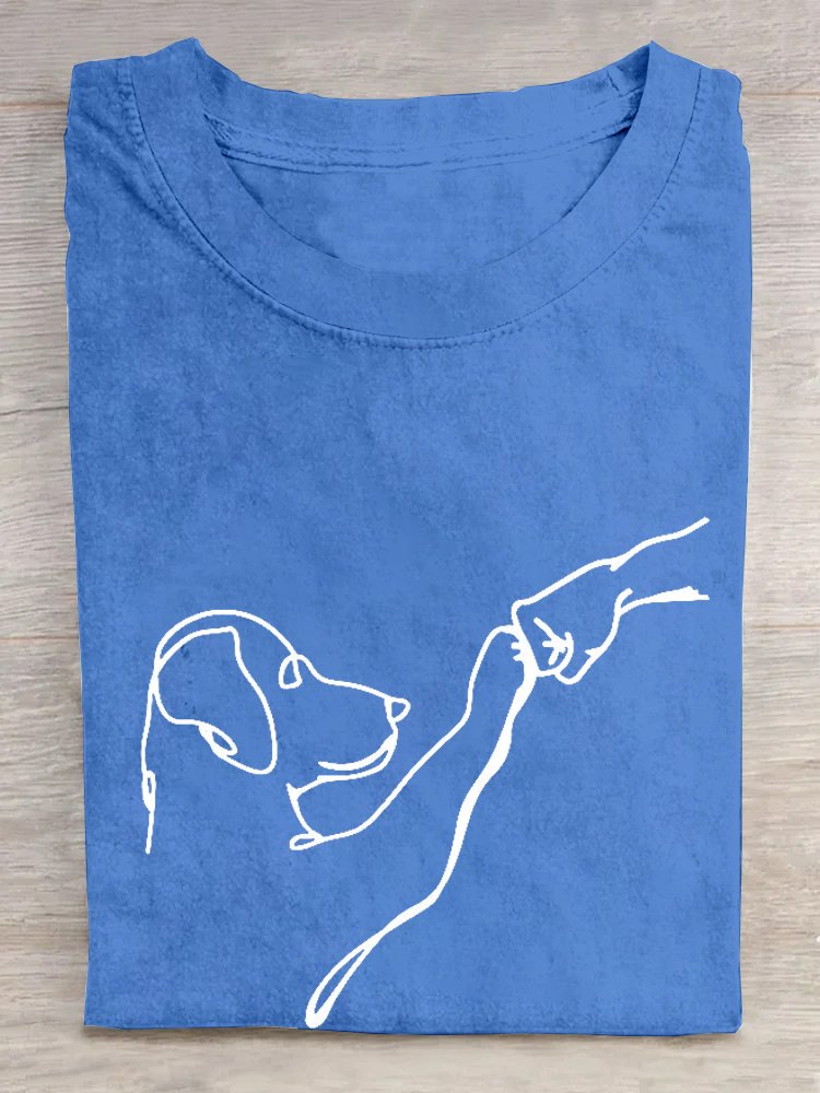 Loose Crew Neck Casual Dog T-Shirt