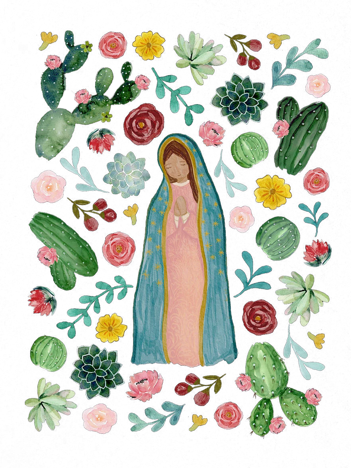 Our Lady of Guadalupe Floral Catholic Our Lady T-Shirt