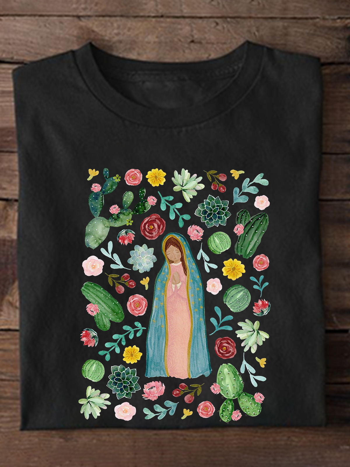 Our Lady of Guadalupe Floral Catholic Our Lady T-Shirt