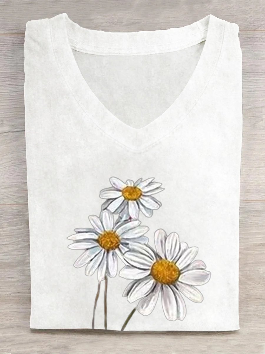 Loose Casual Small Daisy T-Shirt