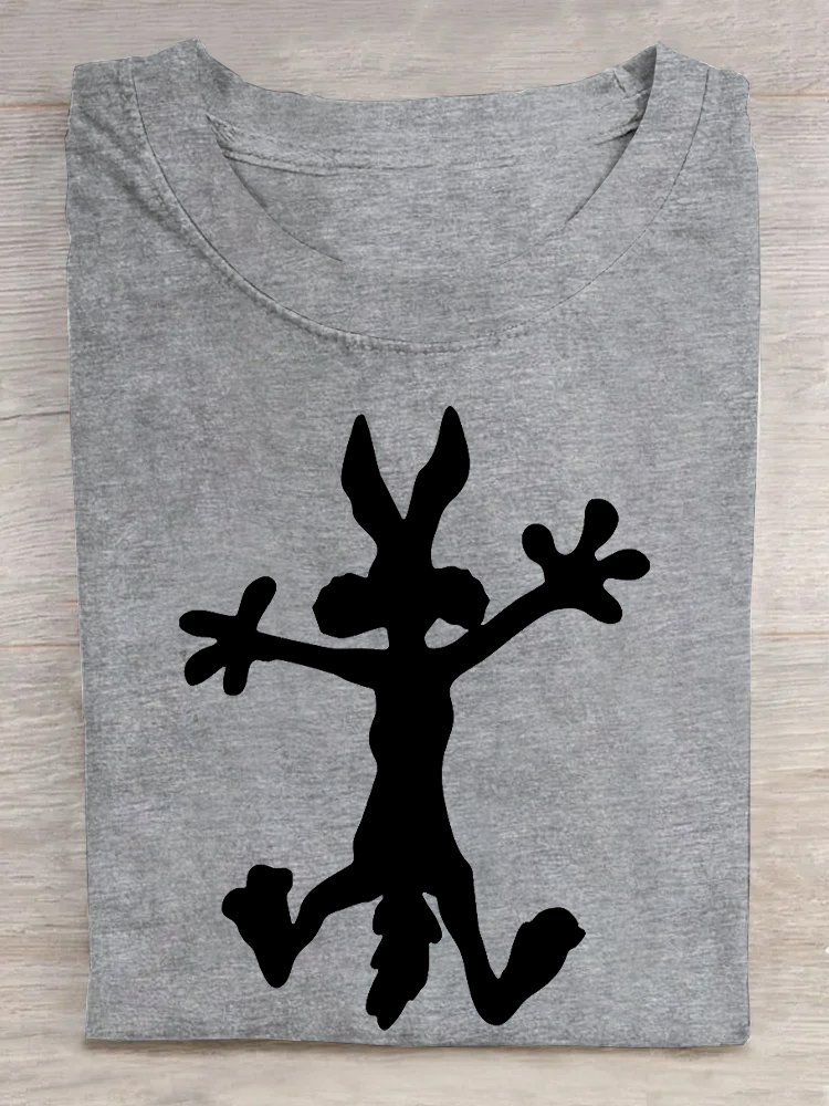 Casual Loose Crew Neck Rabbit T-Shirt