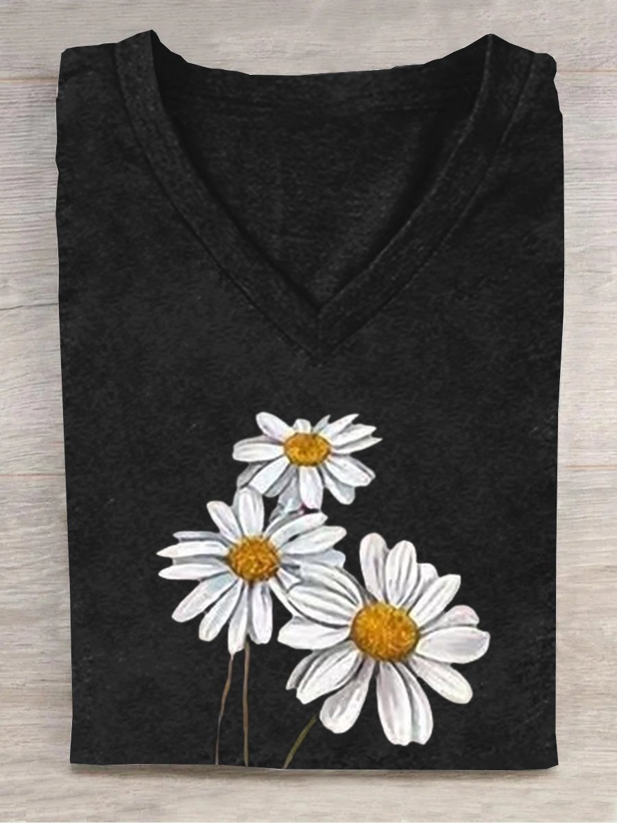 Loose Casual Small Daisy T-Shirt