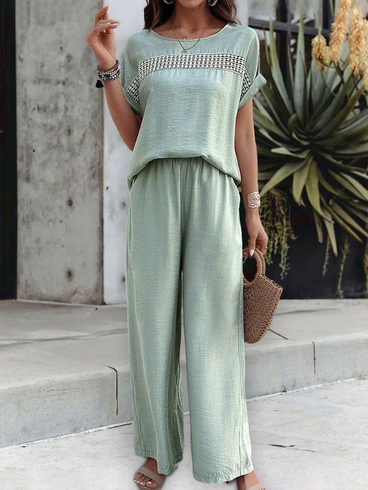 Loose Casual Crew Neck Two-Piece Set