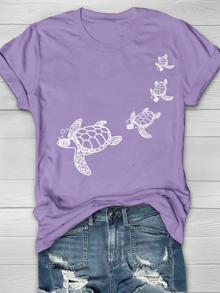 Casual Loose Cotton Turtle T-Shirt