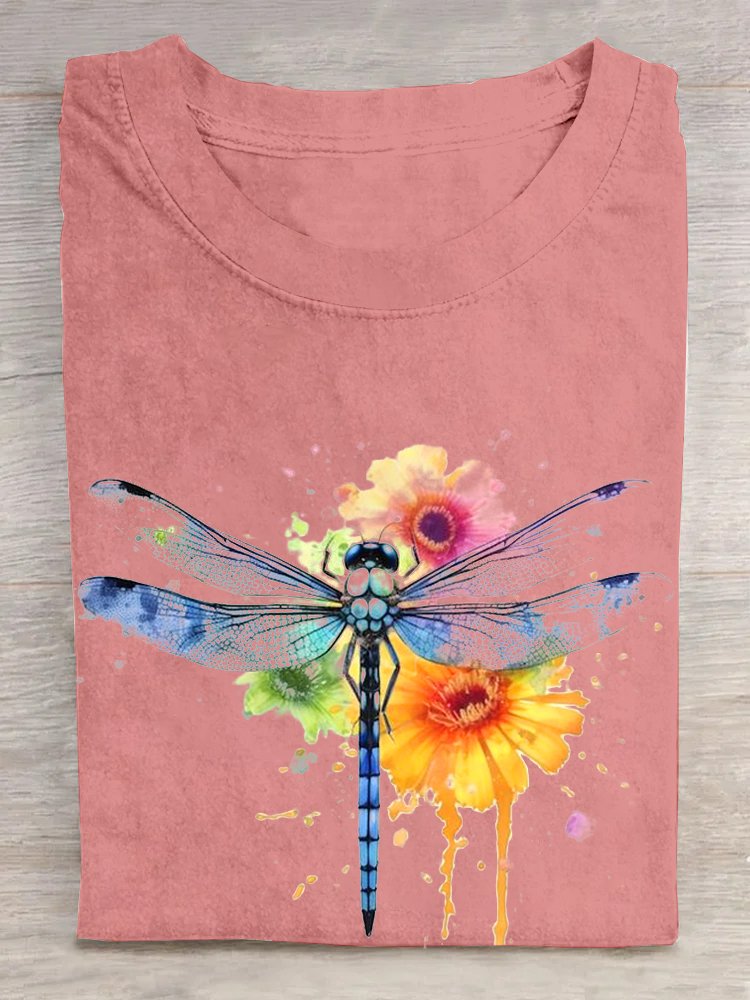 Casual Dragonfly Cotton Loose T-Shirt