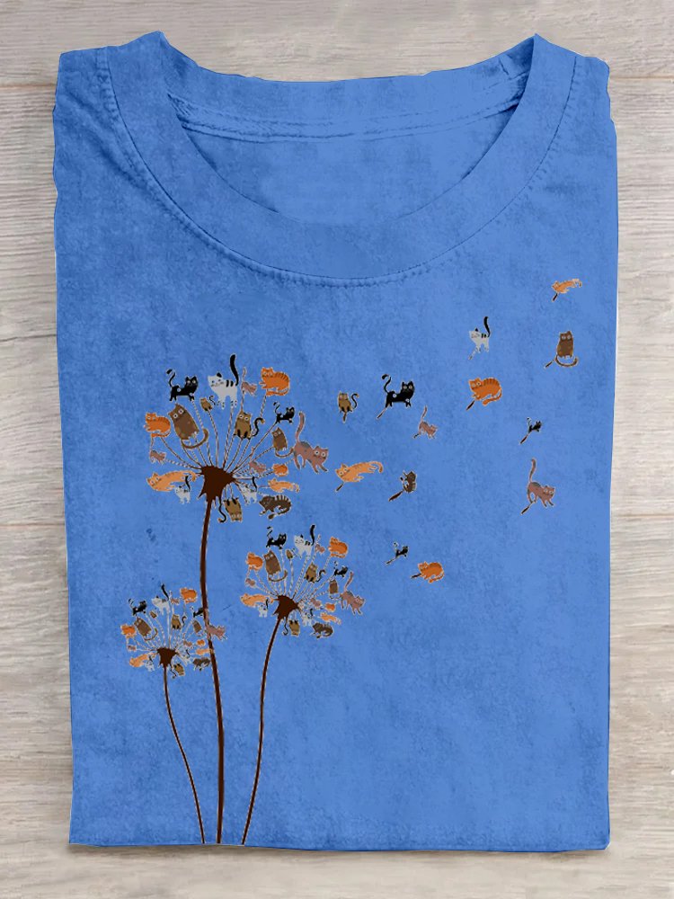 Loose Casual Cotton Dandelion T-Shirt