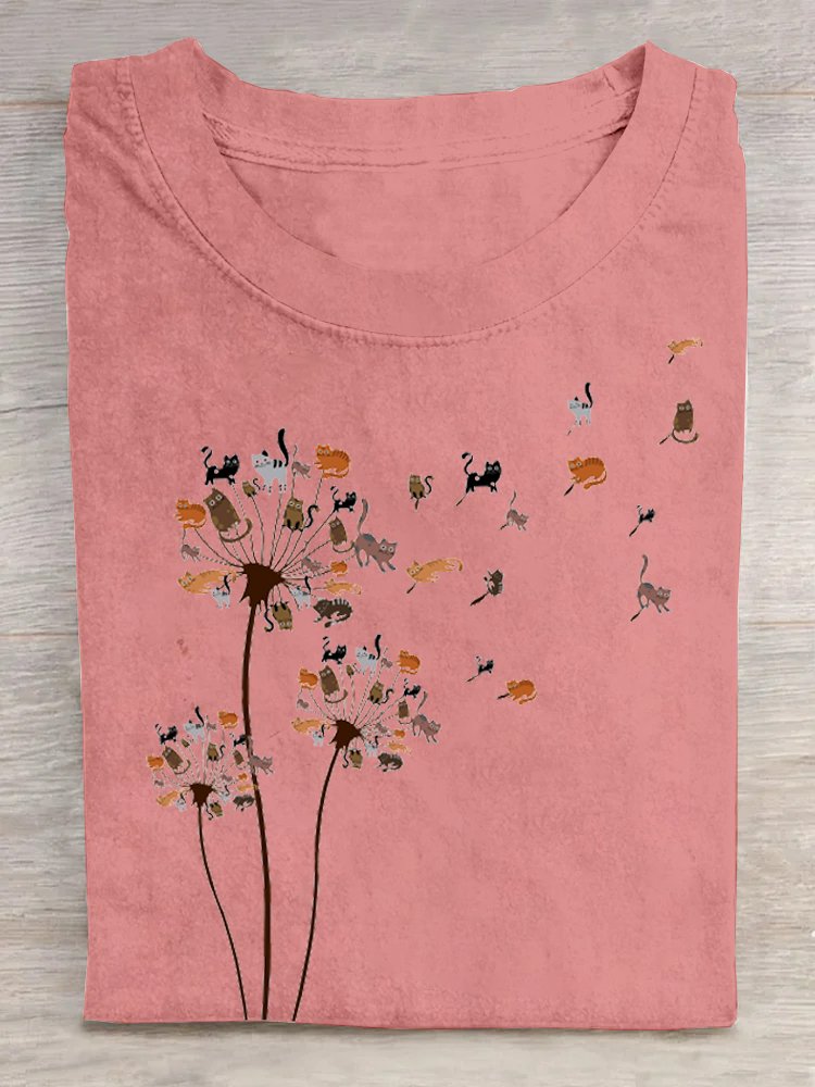 Loose Casual Cotton Dandelion T-Shirt