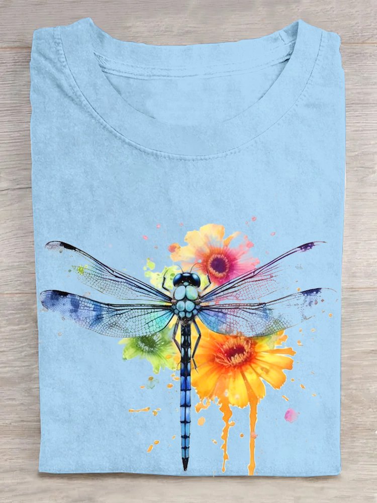 Casual Dragonfly Cotton Loose T-Shirt