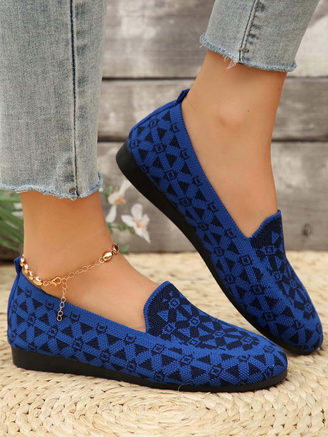 Mesh Fabric All Season Ethnic Shallow Shoes