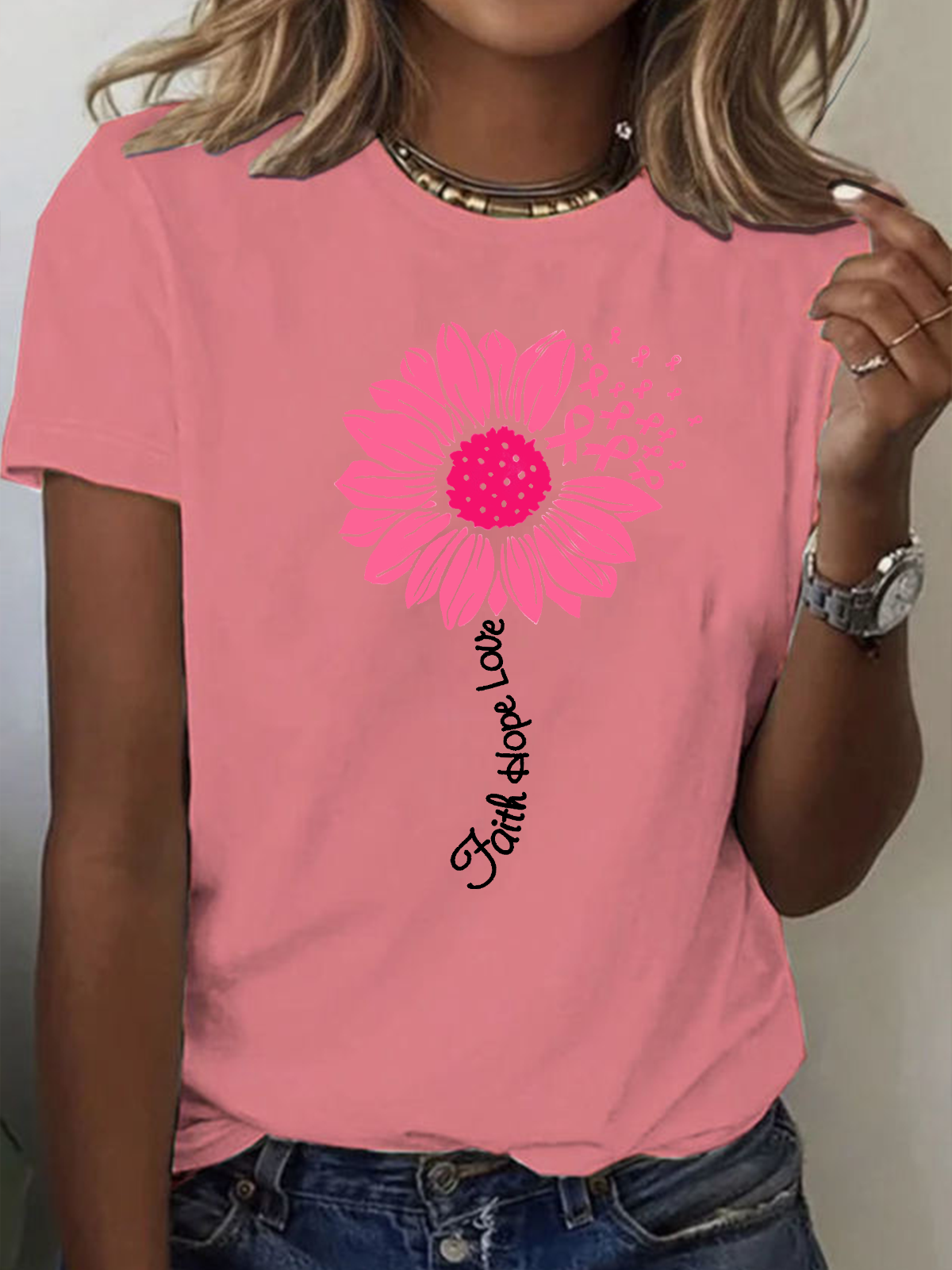 Faith Hope Love Breast Cancer T-Shirt