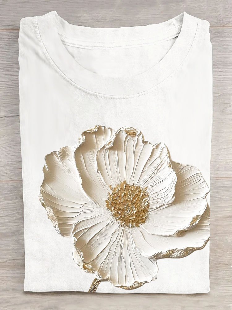 Casual Loose Floral Cotton T-Shirt