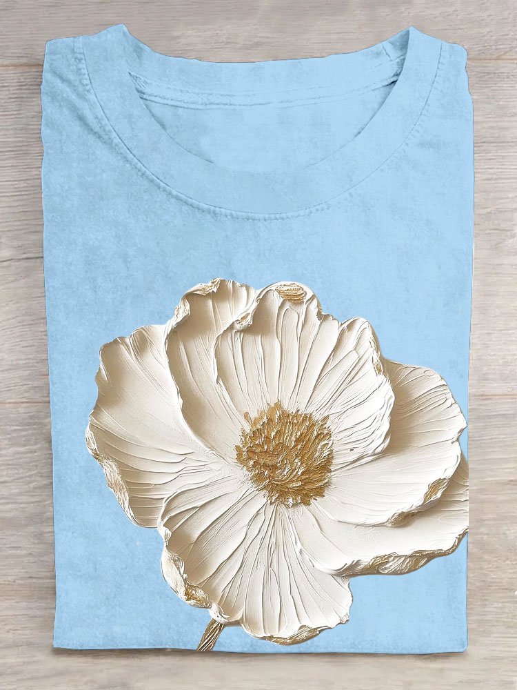 Casual Loose Floral Cotton T-Shirt