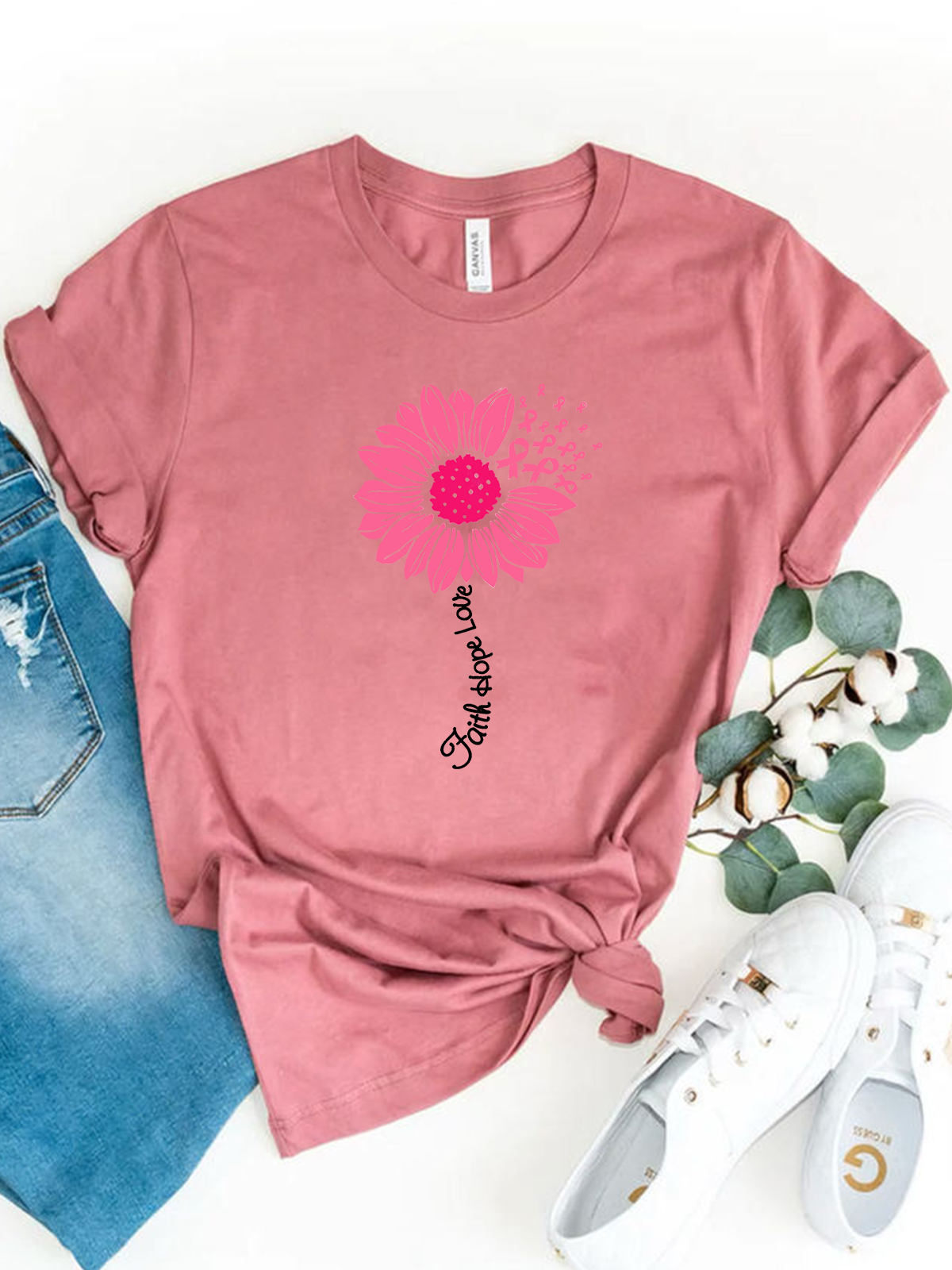 Faith Hope Love Breast Cancer T-Shirt