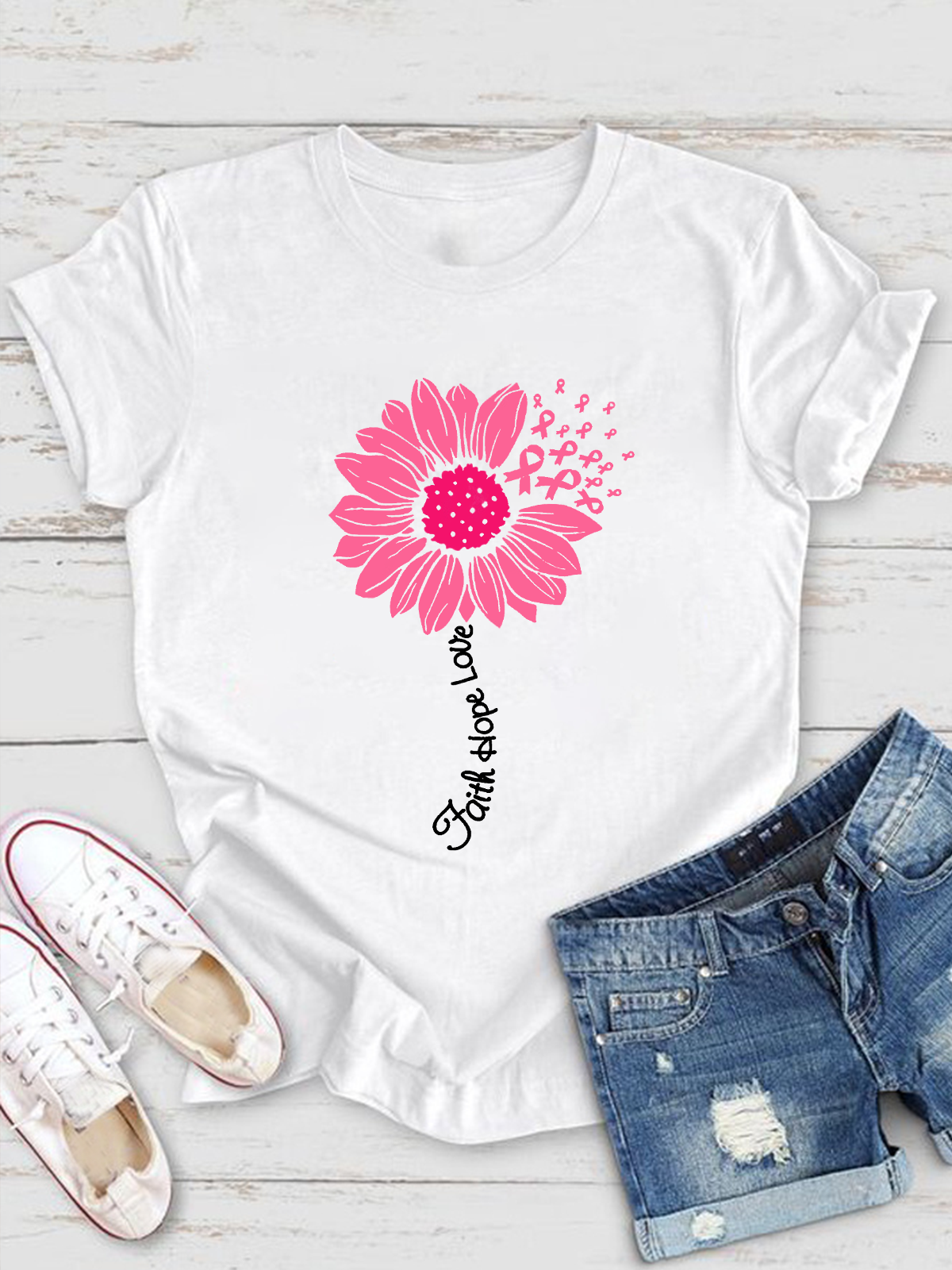 Faith Hope Love Breast Cancer T-Shirt