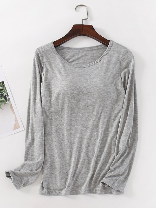 Casual Loose Plain Crew Neck T-Shirt